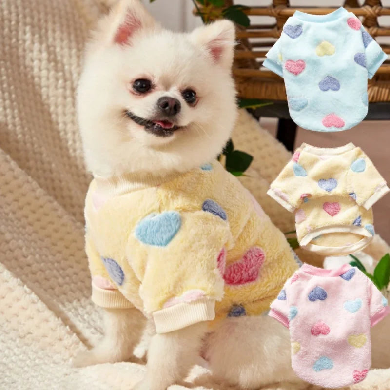 Roupa de Inverno para Pets | Colete Macio com Estampa de Coração