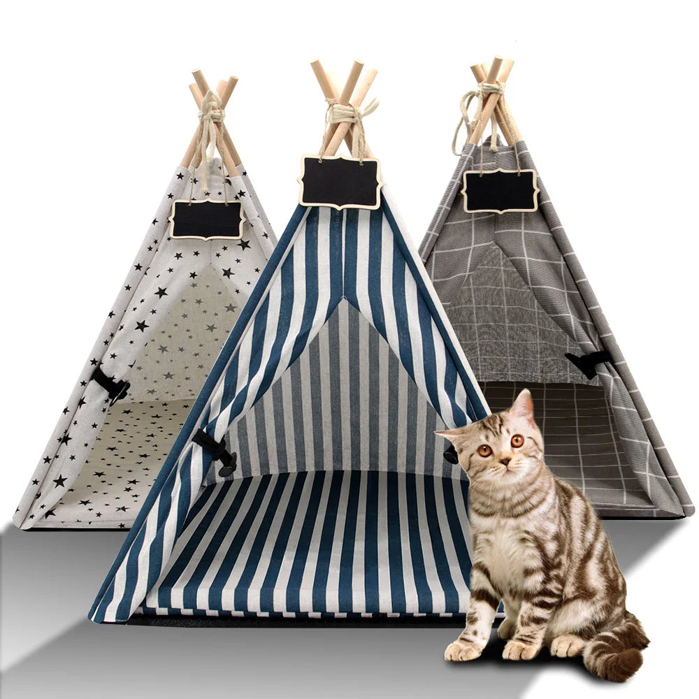 Casinha Pet Tipo Cabana – Tenda Confortável com Almofada para Gatos e Cães Pequenos (Lavável)
