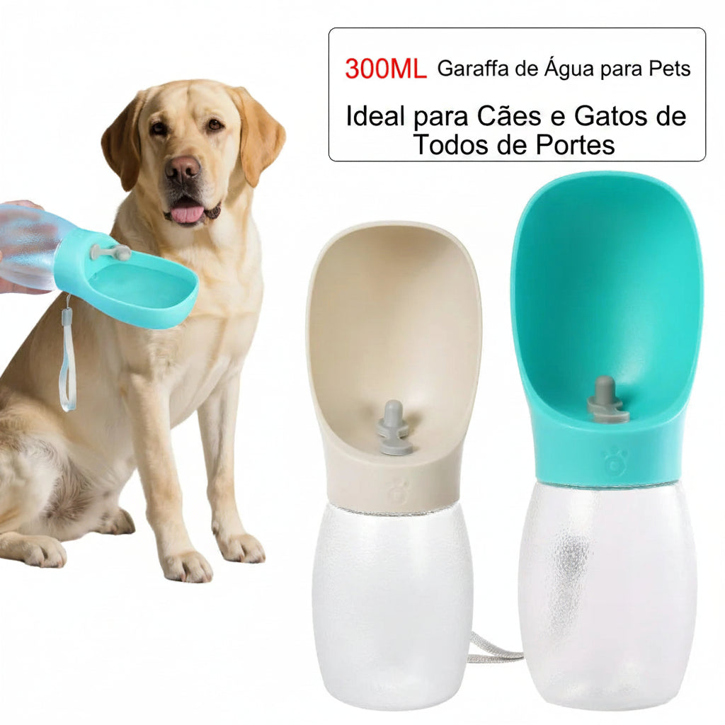Garrafa Portátil com Bebedouro para Pets (300ml) | Praticidade em Passeios e Viagens