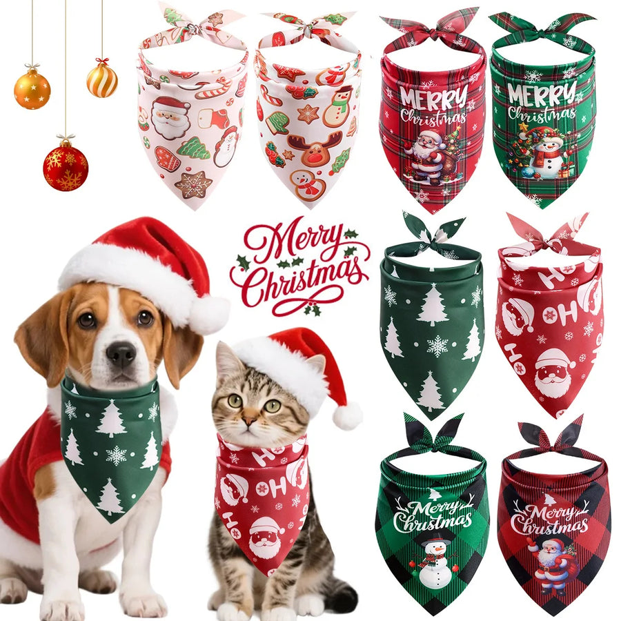 Bandanas de Natal para Cães e Gatos | Kit com 2 Unidades